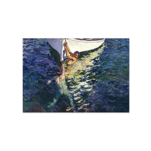 Bateau blanc Peinture Huile sur Toile Célèbre Joaquin Sorolla, Grand Tableau pour Grand Mur Vide