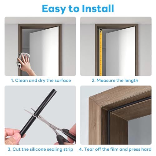 Orechic Weather Stripping Door Seal, Self Adhesive Weather Strip Silicone D Shaped Seal Strip for Door Frame and Window Seal, Suitable for Gap from 6mm to 12mm(Size:20Ft, 9/16\" W × 15/32\" T, Black) - Thumbnail 7