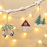 NATÜRLICHES HOLZMATERIAL－Unsere hölzernen Weihnachtsautoanhänger sind aus Naturholz gefertigt und verwenden Laserschneidtechnologie, das ist langlebig, farbecht und umweltfreundlich
