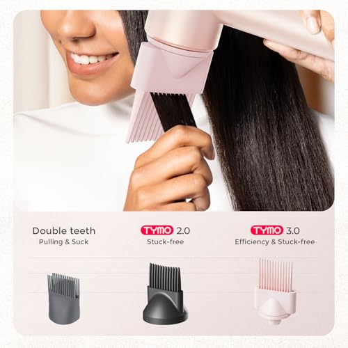 Blow Dryer with Comb, TYMO AIRHYPE Compact 200 Million lonic Hair Dryer with Diffuser, Fast Dry Pink Blow Dryer for Women 110,000RPM Portable Hairdryer for Curly Hair, 4 Temps & 2 Speeds - Image 6