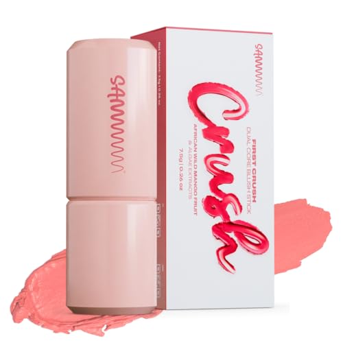 Image of Sammmm FIRST CRUSH Dual Core Blush Stick Bellini (Nude Peach,7.5g) | Cute Creamy Blusher for Cheeks, Eyes, Lips for Dewy Finish | Blendable & Lightweight Stick Blush For Face Makeup | For Young Skin