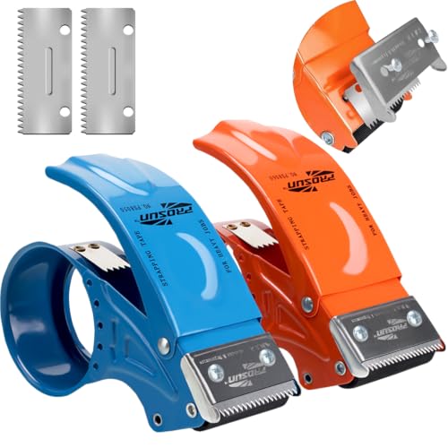 PROSUN 2 Pack Heavy Duty Metal Packing Tape Dispenser Gun:2-inch Wide Tape Dispenser for Shipping,...