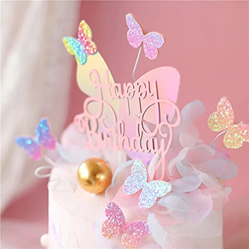 Newmemo 12Pcs Gradient Sequins Butterfly Cake Toppers, Rose Gold Confetti Balloon Cake Supplies, Glitter Butterfly Cupcake Toppers Picks, Butterfly Cake Decorations For Birthday Wedding Fairy Party #TOP4