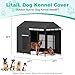 LitaiL Outdoor Dog Kennel Cover for Dog Cages 8'D x 4'W x 6'H Full Coverage, 1200D Heavy Duty Silver-Coated Interior Waterproof Kennel Cover with Mesh Windows, (Cover Only)