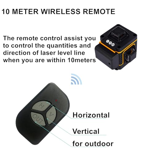 niveau laser 4 x 360°, 4d 16 lignes laser rotatif vertical horizontal d'outil, autonivelant de niveaux avec d'auto nivellement avec 2xbatteries rechargeables intégrées
