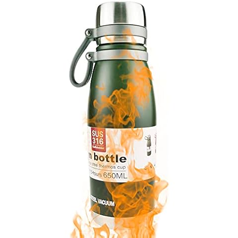 Botella térmica TempFoo de acero inoxidable, portátil, 650 ml, verde Cover