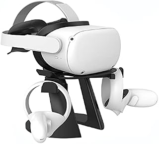 KIWI design VR Stand Compatible with Quest 2 / Quest 1 / Rift / Rift S / Valve Index / PSVR 2 / PICO 4 VR Headset and Touch Controllers Accessories(Black)