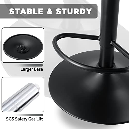 Waleaf Bar Stools Set Of 2,Counter Heigh Faux Leather Adjustable Bar Stools With Back,Modern Swivel Armless Bar Chair For Kitchen Island,Dining Stools With 350 Lbs Capacity. (Black) #TOP4
