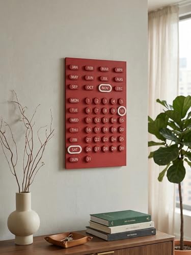 Image of POLKA Calendar | for Home & Office | Wall & Desk Calendar | Aesthetic (Red)