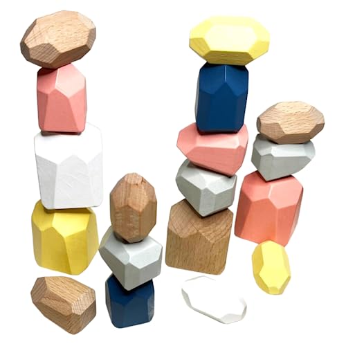 NoriKids Balanciersteine für Kinder | 18 Stapelsteine aus Holz | mit...