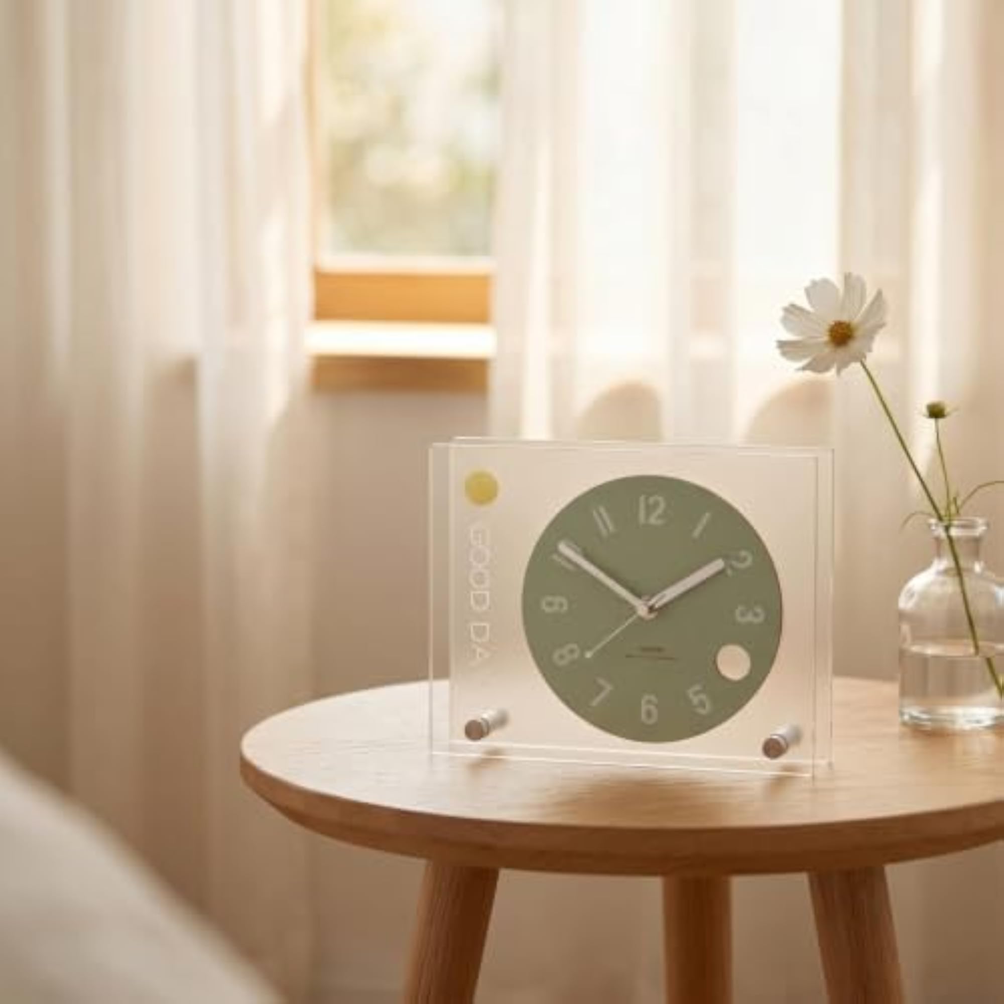 Transparent Acrylic Clock for Desk, Light Green