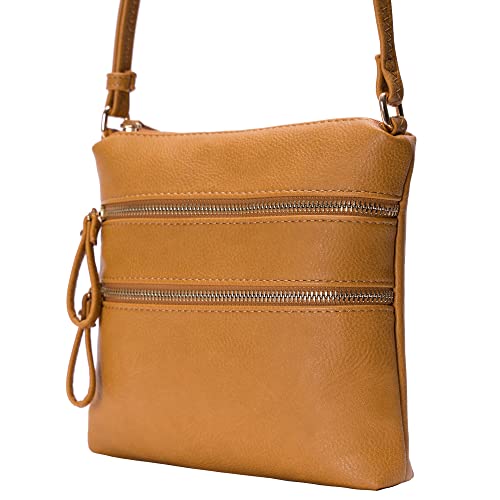 Image of Solene Small Multi Zipper Pocket Crossbody Bag with Adjustable Strap, Lightweight Travel Purse, Daily Small Messenger Pouch