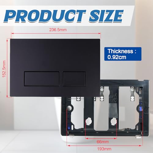 Drückerplatte Betätigungsplatte für 2-Mengen-Spülung Kompatibel mit Geberit Sigma10 Sigma20 Sigma21 Sigma30 Sigma50 Sigma60 UP320 UP300 Doppelbetätigungsplatte WC Spülkasten Ersatzteile, Matt Schwarz