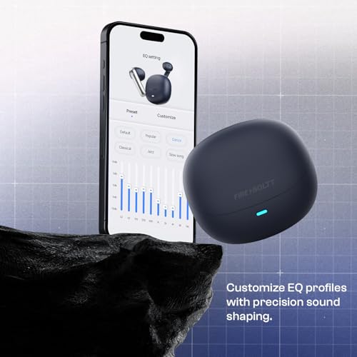 Image of Fire-Boltt Aero Fit TWS Earbuds with Custom EQ, Bluetooth 5.4 Wireless Earphones, 50H Playtime, Fast Charging Case, 50ms Low Latency Gaming & Touch Controls Blue
