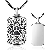 Dreamboat Collar de urna para mascotas, plata de ley 925 con diseño de huella de pata, colgante de recuerdo de cremación, nudo celta, joyería conmemorativa, regalos para mujeres y hombres, Plata