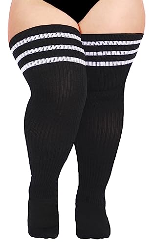 Image of Moon Wood Plus Size Thigh High Socks for Thick Thighs- Womens Knit Cotton Extra Long Over the Knee High Socks Leg Warmer