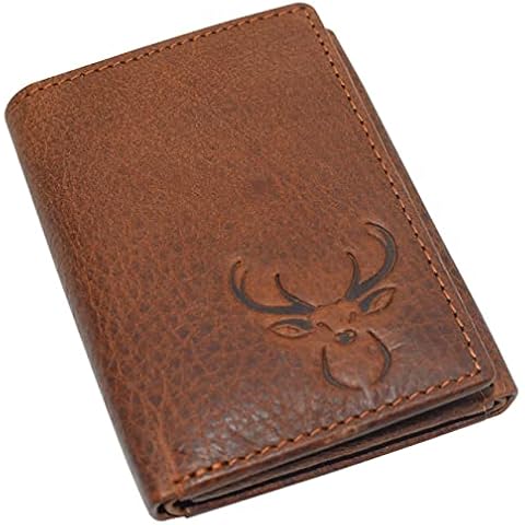 MARSHAL Deer Men's RFID Blocking Real Leather Bifold Trifold Wallet (Trifold) Cover