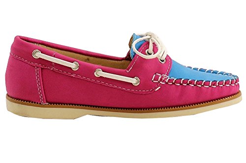 Girl's Fashion Slip On Pink/Royal Blue Boat Shoes Sz:3