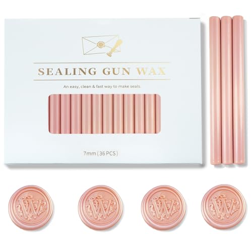 Zifospy 7mm Mini Glue Gun Wax Seal Sticks, Suitable for Wax Seals, Greeting Cards, Letters, Wine Bottle Sealing & DIY Crafts,36 Pcs（Smoky Pink）