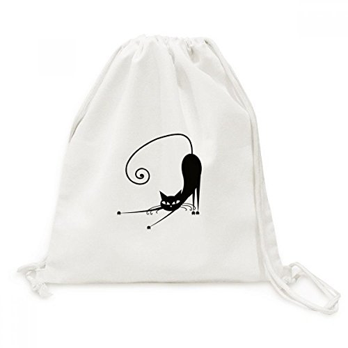 Sac à cordon en toile chat noir de Halloween léger pour soulager vos épaules