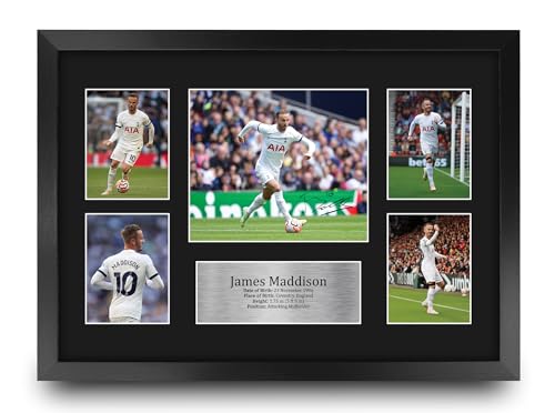 HWC Trading FR A3 James Maddison Tottenham Hotspurs Printed Memorabilia Signed Autograph Photograph Display for Football Fans and Supporters