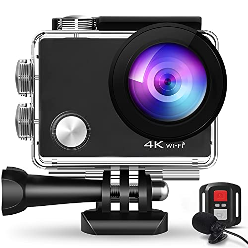 4K Action Cam WiFi, 40M Unterwasserkamera Camcorders, 20MP Foto Sports Helmkamera, mit 2.4G Fernbedienung, Externes…