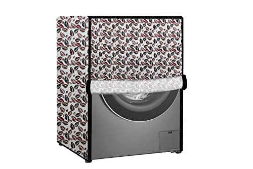 Stylista Waterproof Front Load Washing Machine Cover Compatible for LG 8 kg & 9 Kg, Corals Pattern Grey