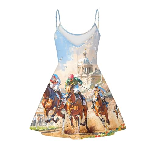 Image of Biyejit Women Casual Loose Dress Strap Long Summer Beach Swing Dress