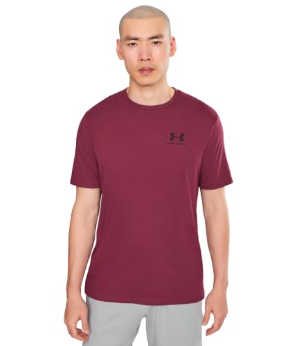 Image of Under Armour Mens, Sportstyle Left Chest Short Sleeve, Vintage Maroon /Black, Large