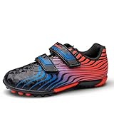 MiFeloo Turf Soccer Shoes Boys Girls Indoor TF Soccer Cleats for Toddler Little Kids Black/Orange 9(M) US