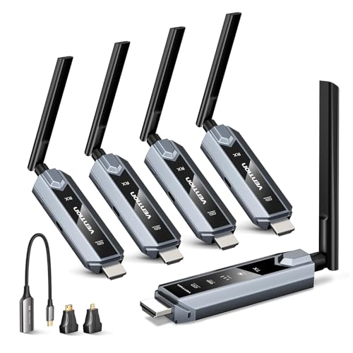 VENTION Wireless HDMI Transmitter and Receiver 656FT with LED Screen, Up to 6 RXs, Heat-Control...