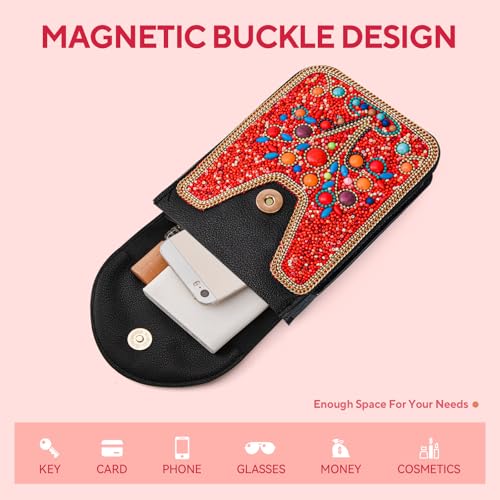 Image of Small Beaded Crossbody Bag for Women, Boho Cell Phone Shoulder Purse Wallet with Handcrafted Colorful Beads