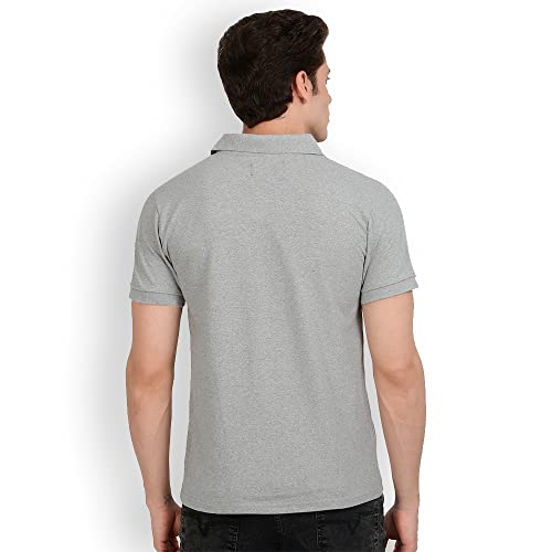 AWG ALL WEATHER GEAR Men's Cotton Regular Fit Solid Polo Neck T-Shirt Navy Blue Melange
