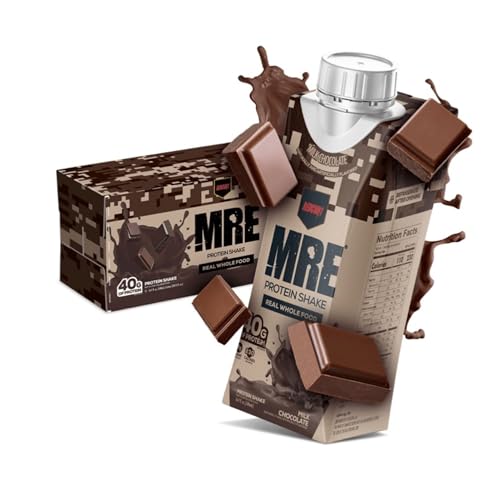 Image of REDCON1 MRE Ready to Drink Protein Shake, Milk Chocolate - Lactose + Whey Free RTD 40gr Protein Made with Real Whole Food Protein Blends - Keto-Friendly and Easy to Digest Nutritional Shake (12 Pack)