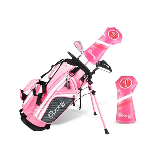 Image of Shorties Golf - Kids Golf Club Set | Perfect for Toddler Golfers and Kids 34 inch-38 inch Tall | EasyCarry Stand Bag | Driver, 7-Iron, Putter, Headcover, and Rain Cover