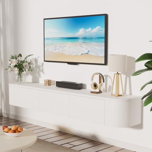 JMGJOY Meuble TV Suspendu 140 Cm Meuble TV Mural avec Rangement de Grande Capacité Table TV...