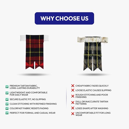 Image of Scottish Tartan Kilt Flashes with Elastic Adjusters