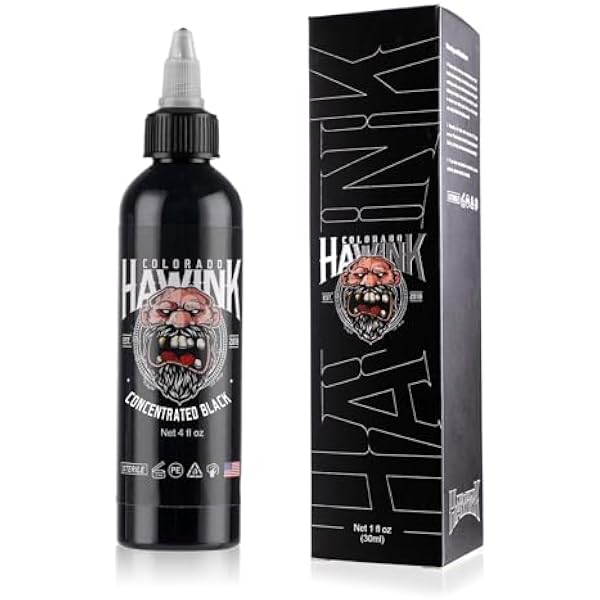 HAWINK Black Tattoo Ink 4oz (120 ml) Vegan-Friendly USA Standard Pigment Tattoo Supplies Pure Black TI203-120-002