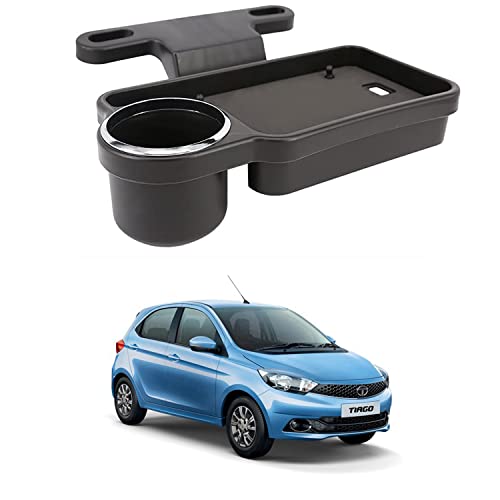 Image of Oshotto (FT-04) Foldable Car Auto Headrest Rear Back Seat Table Drink Food Cup Tray Holder Compatible with Tata Tiago - Black