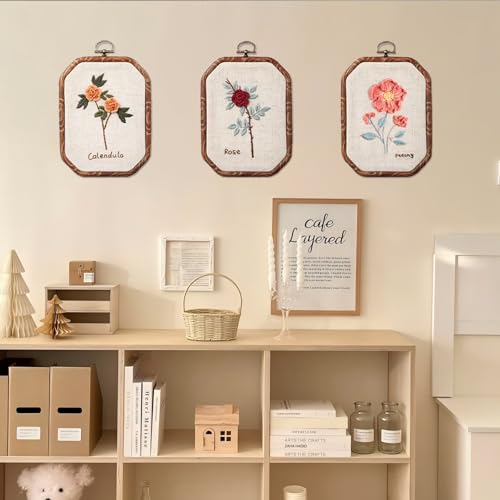 Image of GOGLAM 3 Pack Embroidery Starter Kit with Pattern, Stamped Cross Stitch Kits for Beginners, Hand Embroidery Kit for Beginners Adults with Embroidery Hoop and Instructions (Basic Style - 01)
