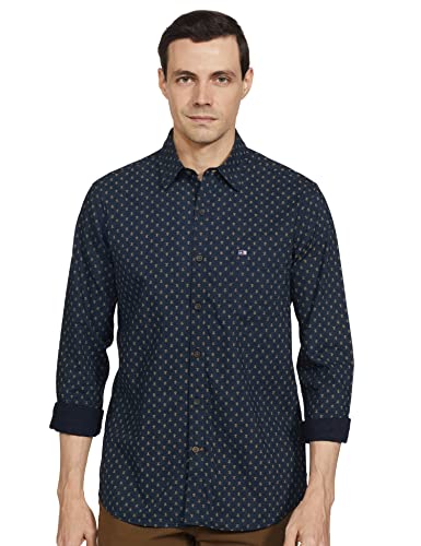 Image of Arrow Sports Printed Oxford Slim Fit Casual Shirt Dark Grey
