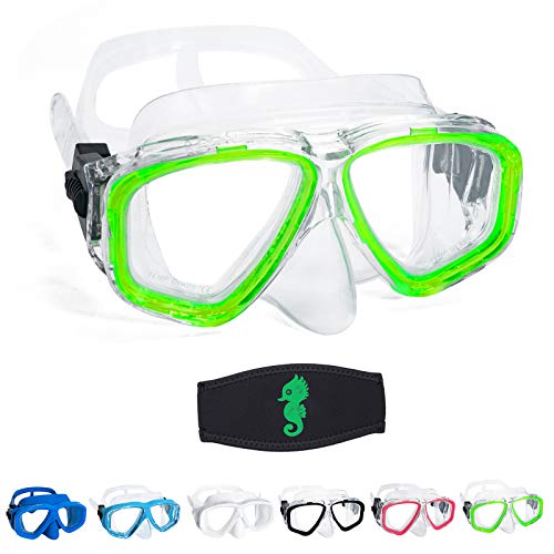 OMGear Boy Girl Swim Pool Goggles with Nose Cover Snorkeling Kit Kids Snorkel Dive Mask Scuba Goggles for Water Sports Outdoors(Green)