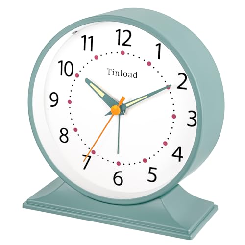 Tinload 4.5" Antique Retro Analog Alarm Clock, Small Silent Bedside Desk Clock with Manual Light, Battery Operated, Snooze, for Living Room, Bedroom, Bedside, Desk(Green) - Image 2