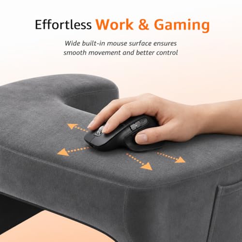 Image of Amazon Basics Memory Foam Lapdesk for Laptop, Ergonomic Laptop Table Pillow for Bed, Wrist Support & Side Pocket, Portable Lap Desk for Work from Home, Study & Travel - Dark Grey