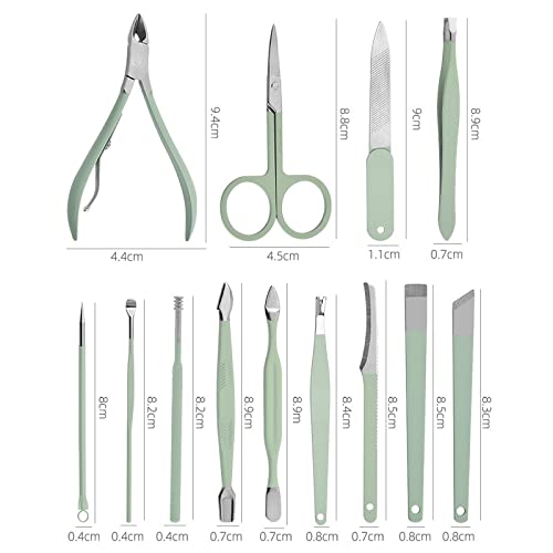 Ensemble d'outils pour les ongles de manucure en acier robuste vert thé - 4