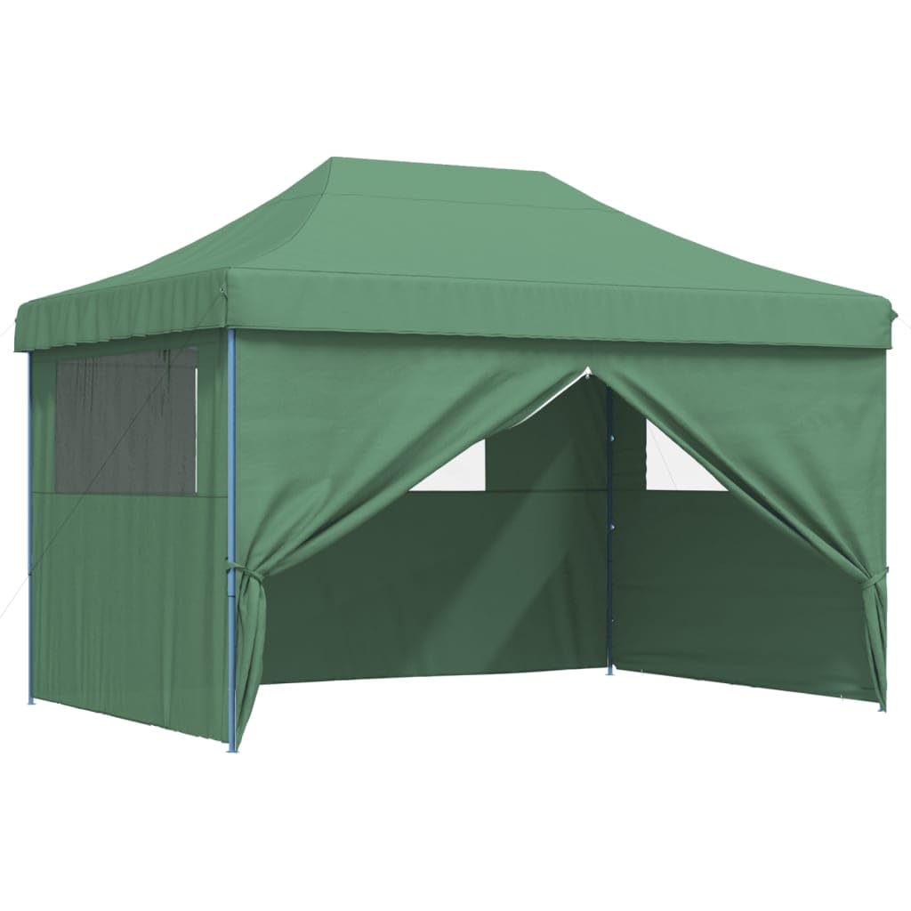 Markiza Pop-up 4 ściany zielony, 410 x 279 x 315 cm | Dach z tkaniny Oxford z powłoką PCW, przezroczyste okna, wejście z zamkiem błyskawicznym, rama stalowa