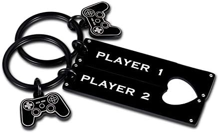 Boyfriend Gifts from Girlfriend Funny Gamer Player 1 Player 2 Matching keychain for Gamer Boyfriend Couple Keyring to My Man Husband Fiance Gift from Wife Fiancee Valentine Birthday Anniversary
