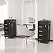 OmySalon Salon Trolley Cart, Hair Styling Station with 5 Drawers, 3 Tool Holders & Adjustable Shelf, Mobile Storage Cabinet Utility Trolley for Barber, Beauty Spa, Home (Black)