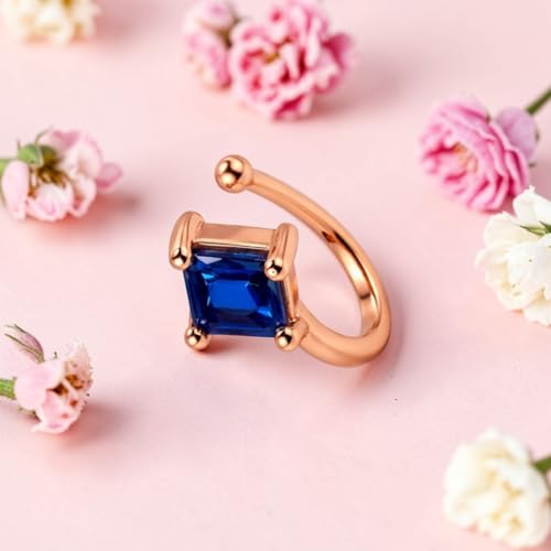 Image of Nilu's Collection Rose Gold American Diamond Non Piercing Nose Pin for Women | Elegant Flower Nose Stud | Minimal Clip-On Nose pin | Anti-Allergy | Anti-Tarnish | Office Wear | Daily Wear | office Wear | Non Piercing