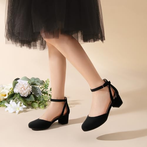 DREAM PAIRS Girls Dress Shoes Closed Toe High Heels Ankle Strap Toddler Little Big Kid Wedding Flower Party Pump2